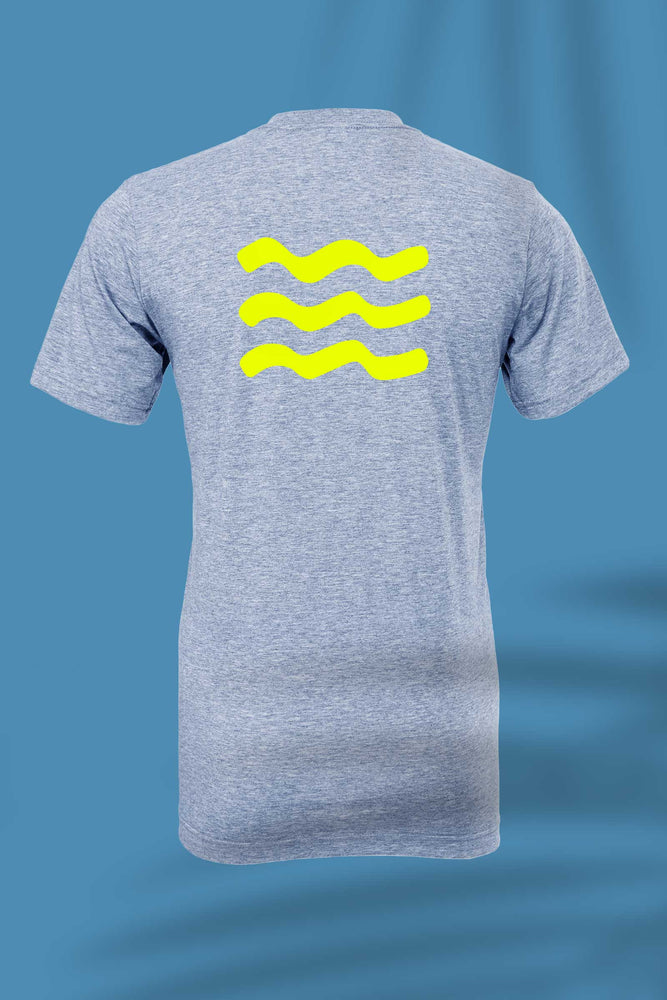 Iconic Dusty Blue yellow tee
