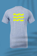 Iconic Dusty Blue yellow tee