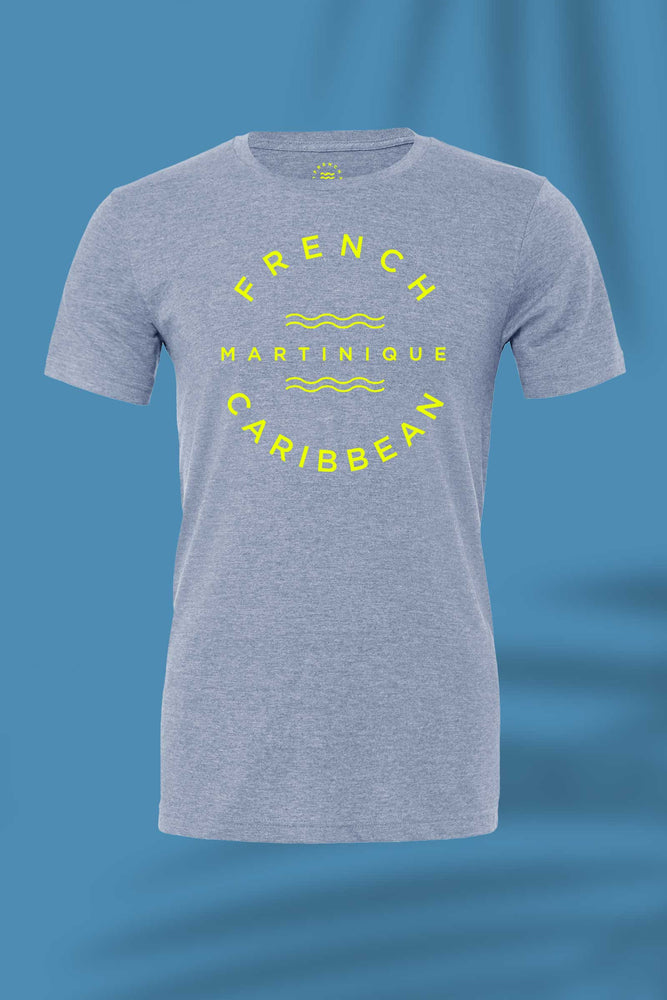 Iconic Dusty Blue yellow tee