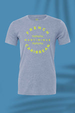 Iconic Dusty Blue yellow tee