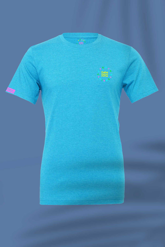 Island in the sun neon blue "fish" tee